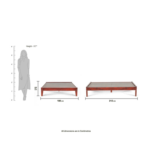 image of the best selling alpa bed frame having height 37cm and length 212 cm