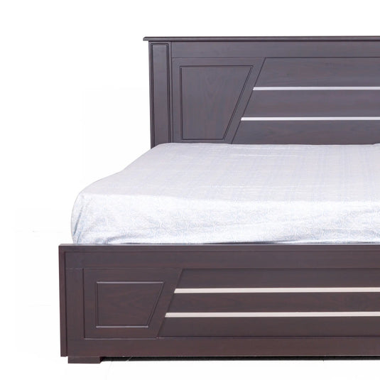 front view of bed frame of the eco single bedroom furniture set with white mattress