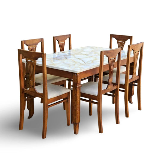elara crystal 6 seater dining table set