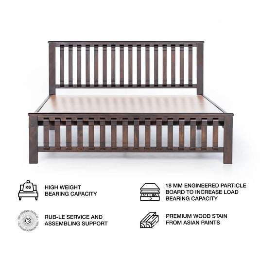 Full image of the haven oak bed frame with some features written in it