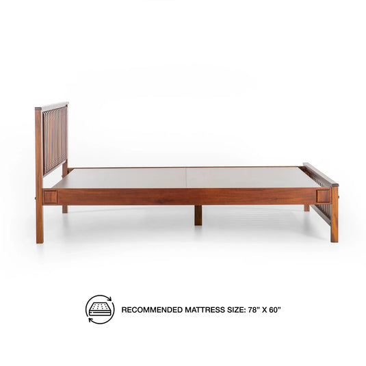 right side view of haven teak bed frame