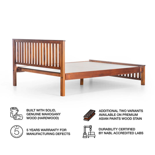 back side view of haven teak bed frame