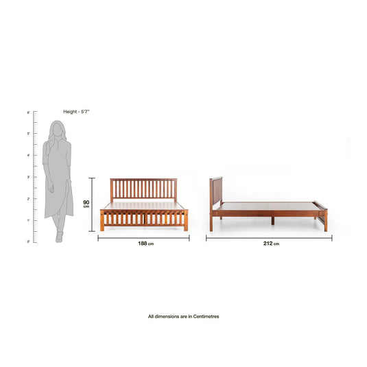 dimensional image of haven Teak Bed Frame