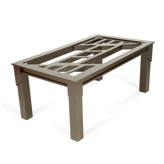 brown color wooden dining table without glass