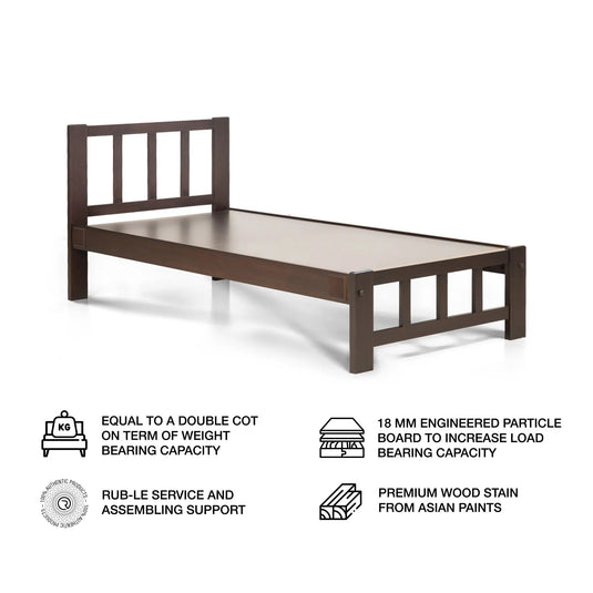 Solo Wenge Classic Single Bed - Rub - le