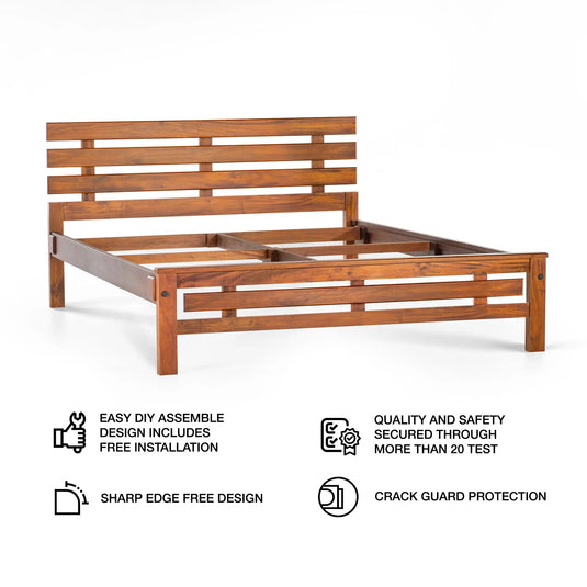 Vida Super Solid Wood Bed Frame - Rub - le