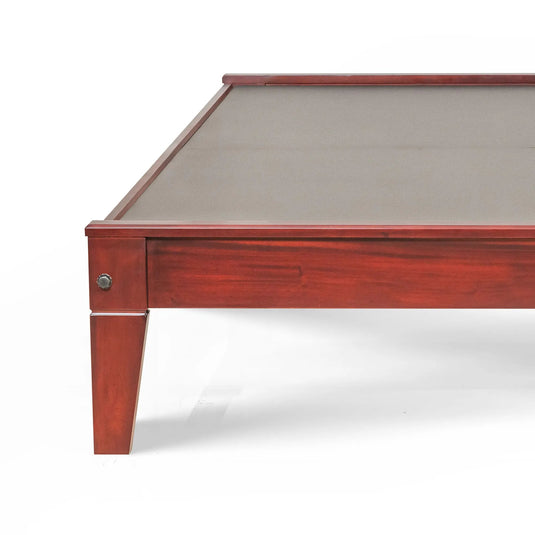 image of a part of a best selling alpa bed frame having brown color