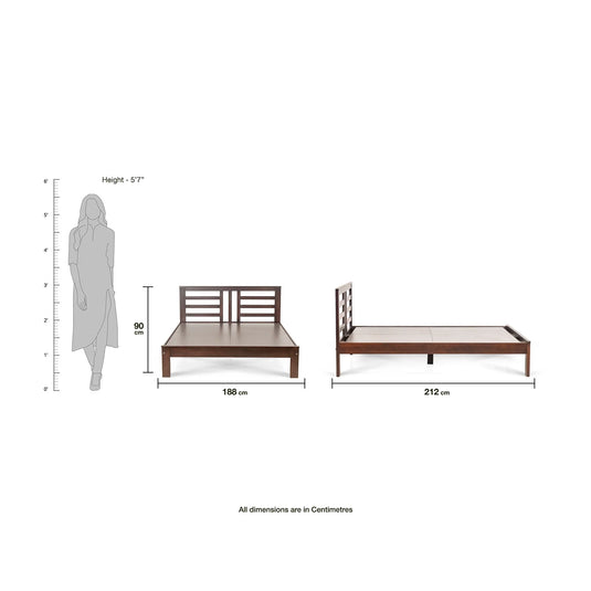 Reem Solid Wood Bed Frame with dimensions