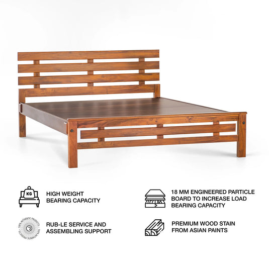 Vida solid wood bed frame full view
