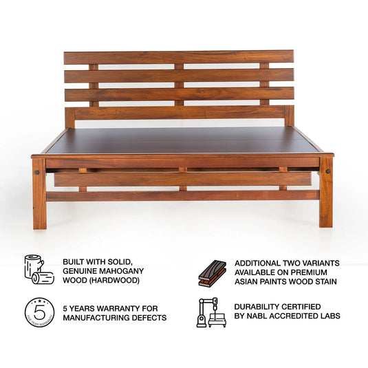 Vida solid wood bed frame front view