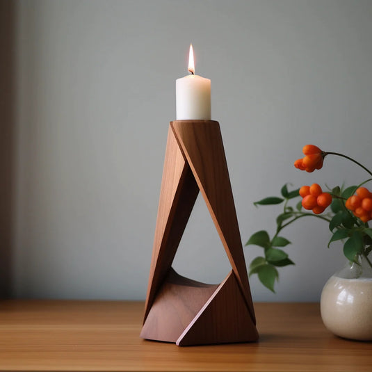 wooden minimalist candle stand